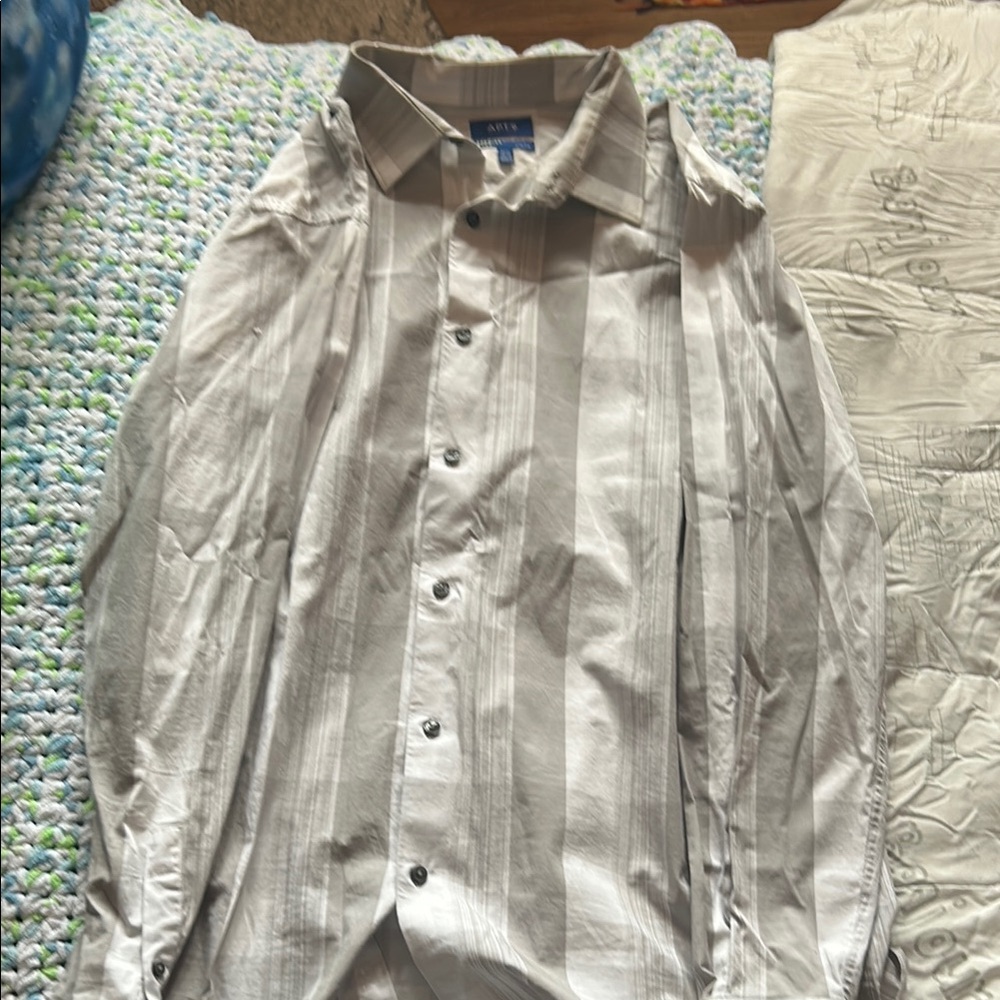 AXIS Gray Striped Button-Up Shirt